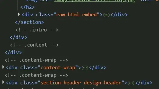 Screenshot of how comments are used within the code.