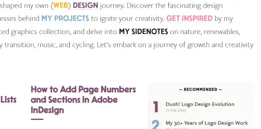 Screenshot of the color scheme on the home page.