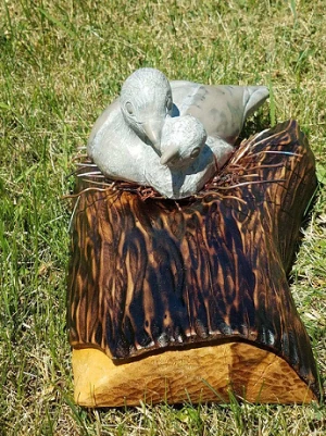 Limestone Doves on Wood Base